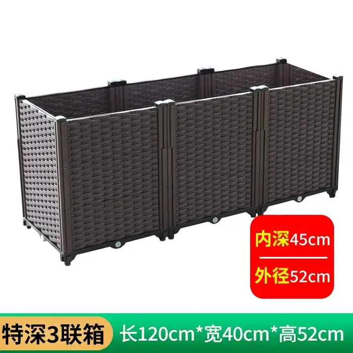 Grande boîte de jardinière à 3 niveaux 120x40x52cm, lit de jardin surélevé en plastique robuste pour