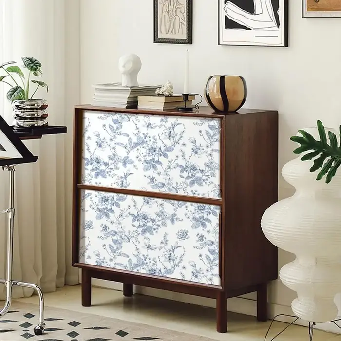Papier peint auto-adhésif à fleurs bleues