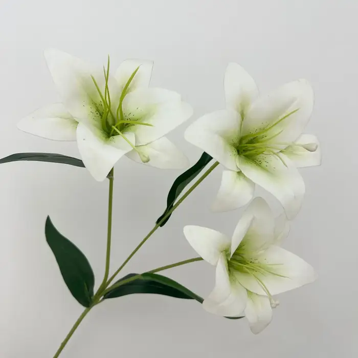 5PCS Branche de Fleur de Lys Artificielle Réaliste Imprimée en 3D Plante de Lys à 3 Têtes pour Décor