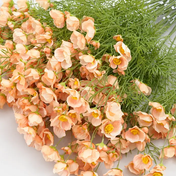 Branche de fleur artificielle de pavot Orange C2024
