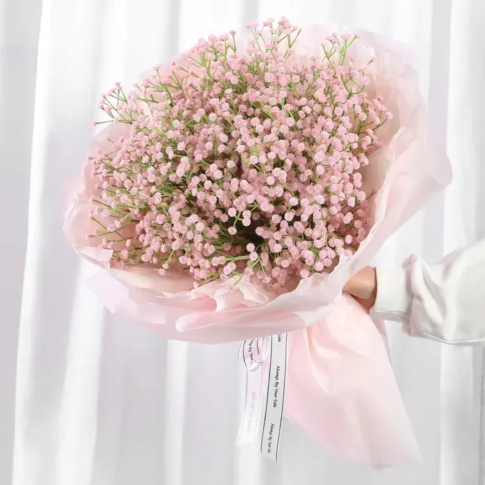 108 têtes blanches bébés souffle fleurs artificielles bricolage Bouquet 60 cm décoration de mariage Arrangement en plastique fausse fleur décor à la maison