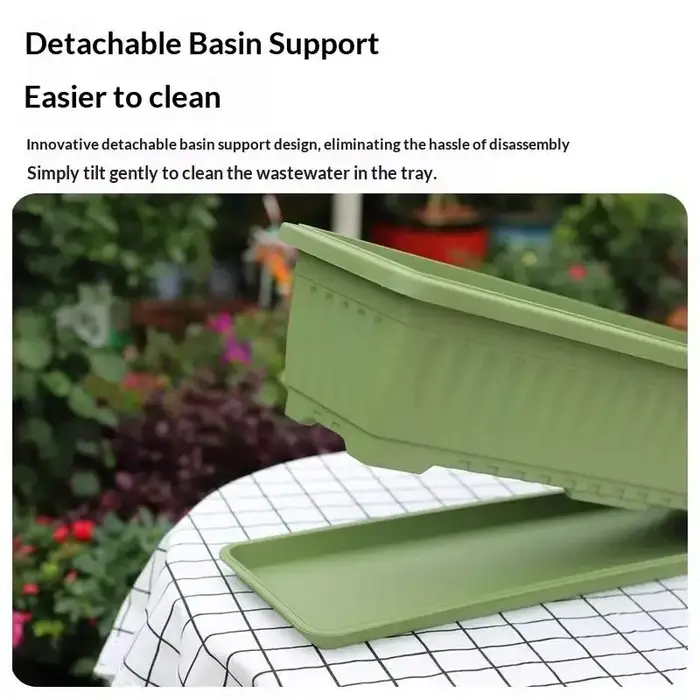 Pot de plantes rectangulaire en plastique pour l'intérieur et l'extérieur