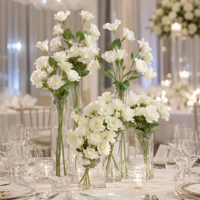 Fleurs artificielles Lisianthus à longue tige, branche d'arrangement de fausses fleurs pour centre de table, bouquet, décoration de maison et de mariage