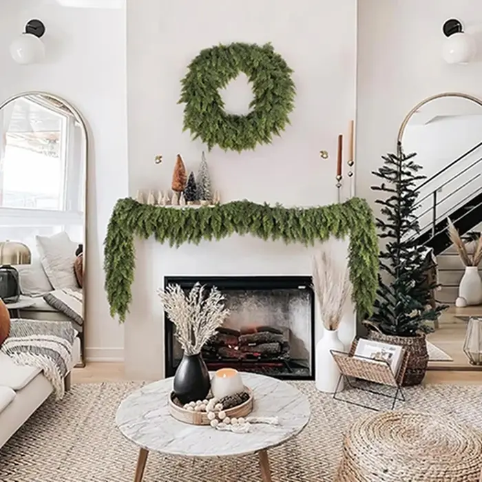 275Cm Plantes Artificielles Arbre De Noël Cyprès Feuille Couronnes Maison Partie Distinctif Décor Extérieur Yard Pin Rotin Ornement