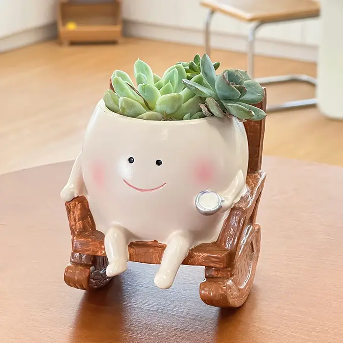 Chaise mignonne/balançoire visage souriant petit diable Pot de fleur balançoire créative plante succulente Pot