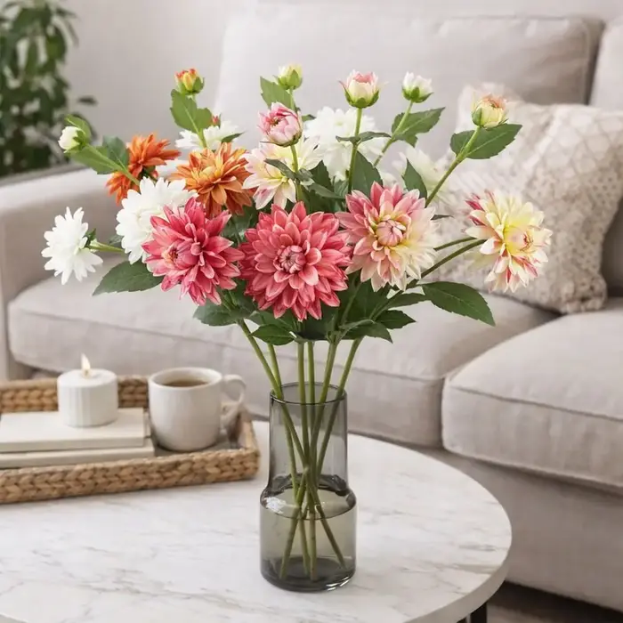Fleur de Dahlia Artificielle de 76 cm de Long