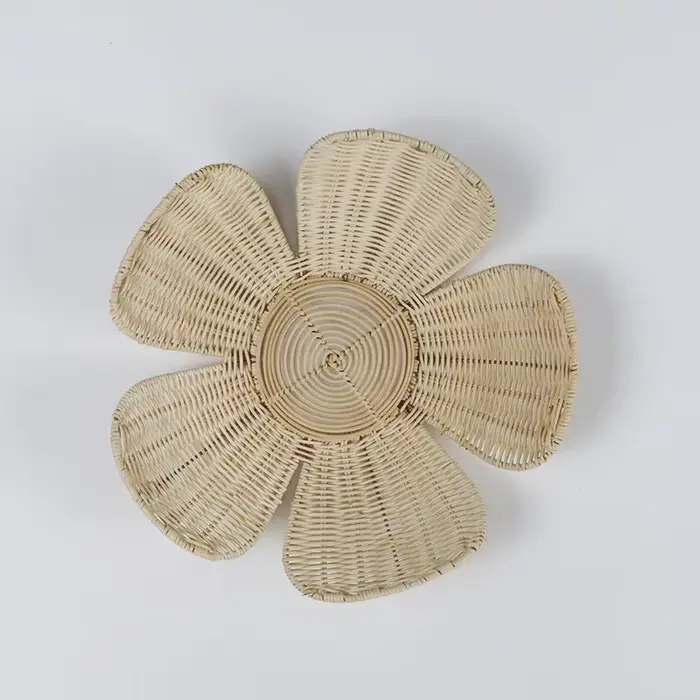 INS – ornements muraux de fleurs en rotin tissé nordique