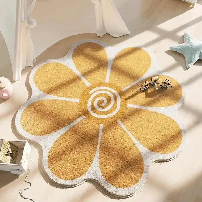 Tapis en peluche doux à fleurs irrégulières, Simple, pour chambre de fille, canapés de salon moderne