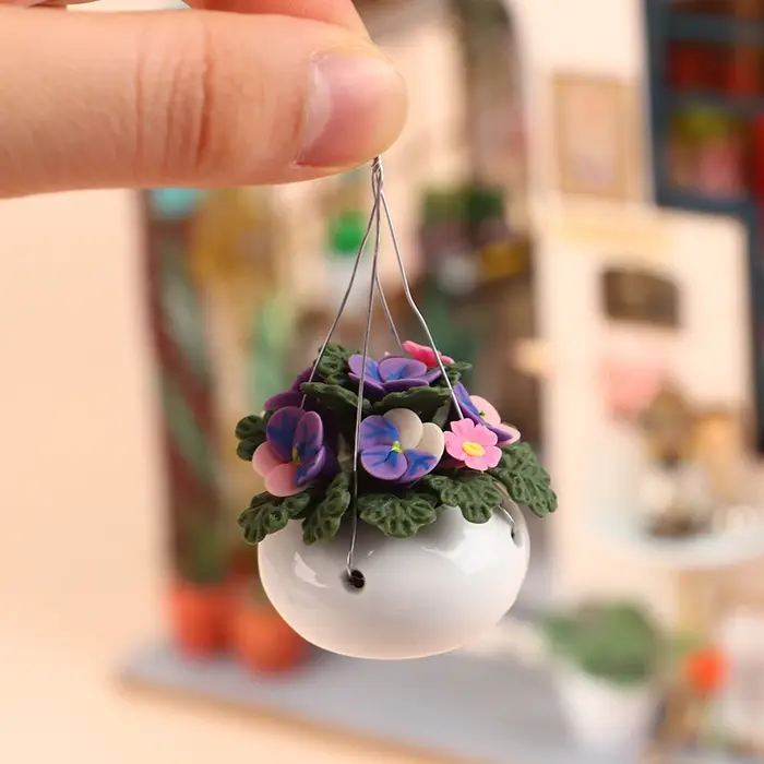 Plantes miniatures en pot pour maison de poupée 1:12, pot de fleurs Phalaenopsis, réservoir suspendu, modèle bonsaï, décoration de jardin pour la maison, accessoires de jouets