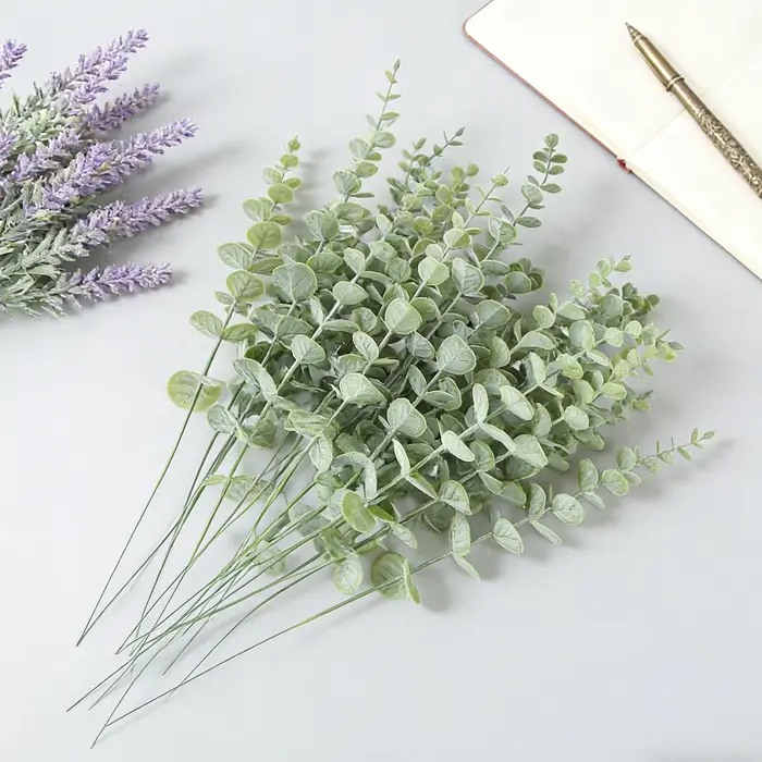 10/20 pièces de feuilles d'eucalyptus artificielles multicolores