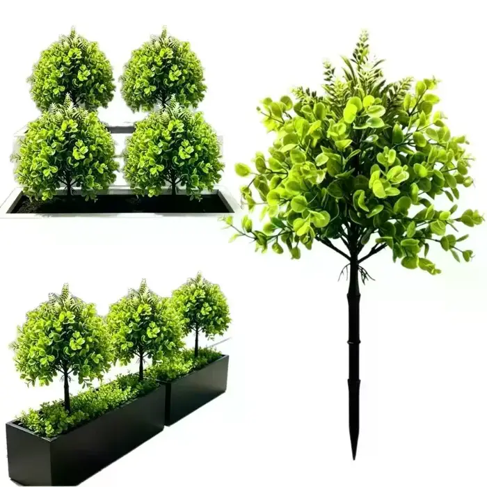 Plantes vertes artificielles sur piquet