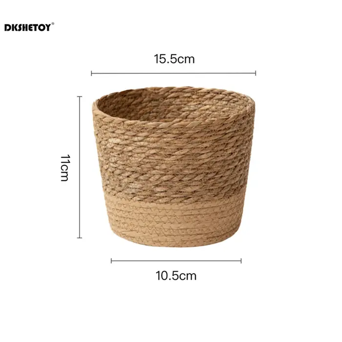 Pot de fleurs tissé aux algues naturelles, panier de fleurs de Style Vintage, jardinière tissée en p