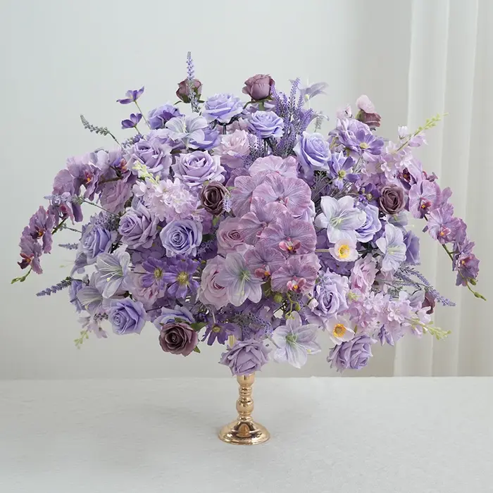 Angela fleur A9002 artificielle violet lavande Rose Arrangement Floral corne arc allée