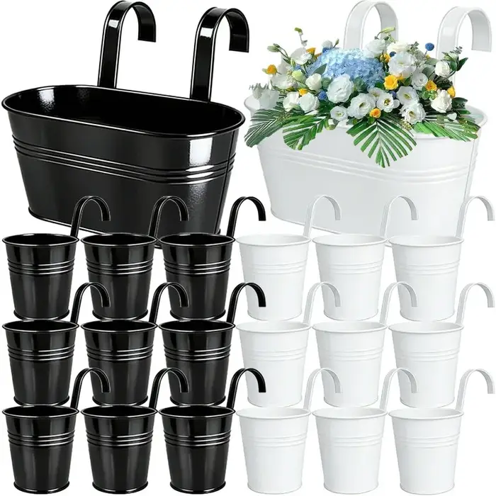 Pot de fleurs suspendu en fer pour balcon et jardin