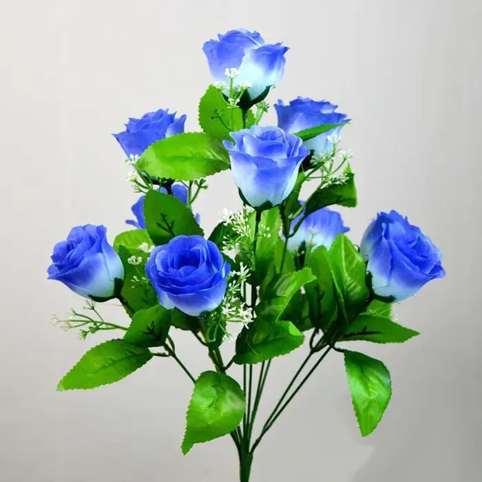 10 têtes tiges artificielles soie fausses fleurs Rose bourgeon Bouquet de mariée de mariage