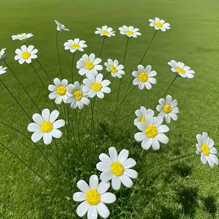 5 fleurs en céramique, marguerites artificielles