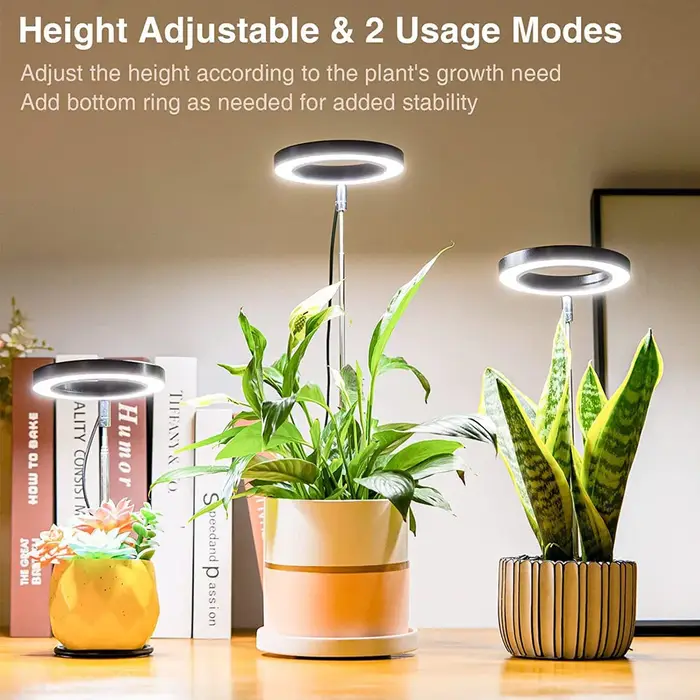 Lampe LED pour la croissance des plantes, lampe pour plantes en pot à spectre complet, tube télescopique inséré dans le sol, lumière blanche USB réglable.
