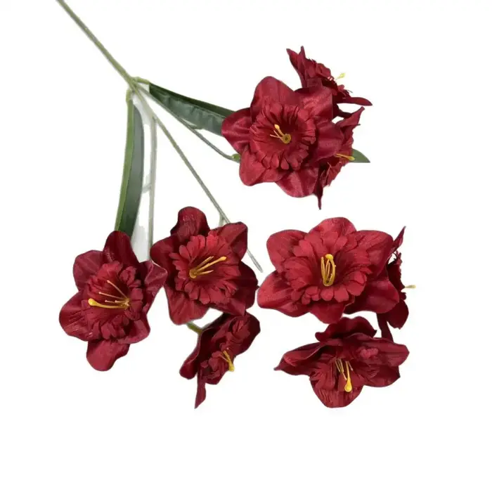 5pcs Fleur de jonquille artificielle avec branche longue en soie 9 têtes Plante de narcisse