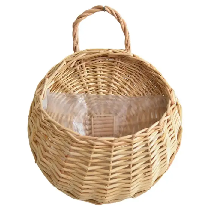 Panier de fleurs tissé à la main en osier et rotin, Pot décoratif suspendu de jardin, support de pla
