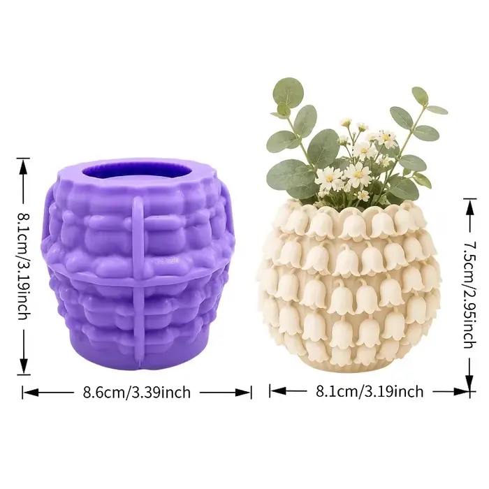 Pot de fleurs en forme de muguet fabriqué avec un moule en silicone