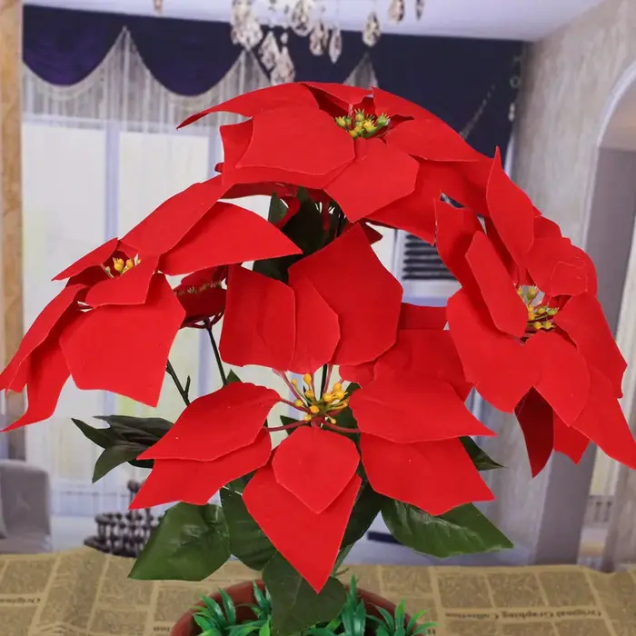 Plantes artificielles pour décoration de Noël, 10/20 pièces, fausses fleurs rouges, décorations pour arbre de Noël, fausses plantes, branches de fleurs en soie pour la maison