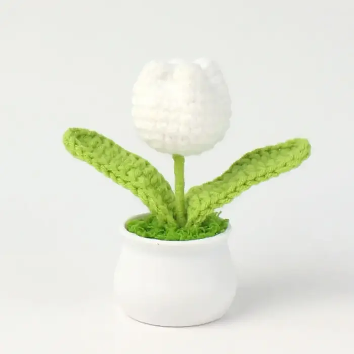 Mini pots de fleurs en crochet en forme de tulipe, finis, pour artisanat DIY tendance, fleurs artisa