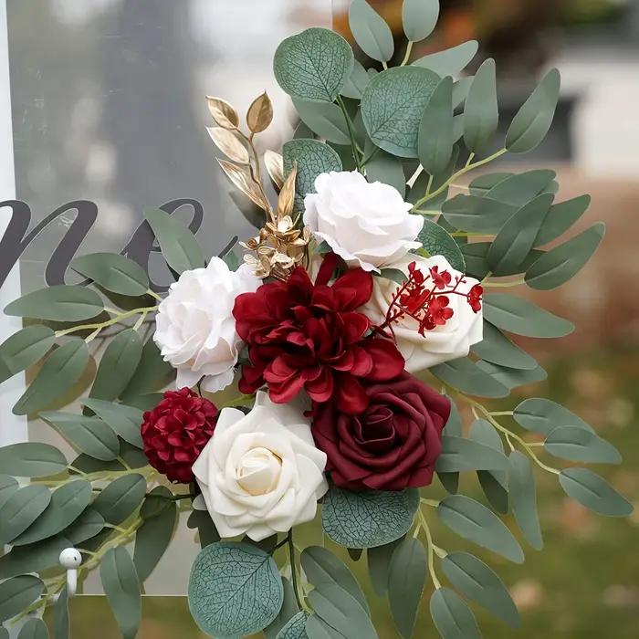 Ensemble de guirlandes florales artificielles bordeaux pour arche de mariage