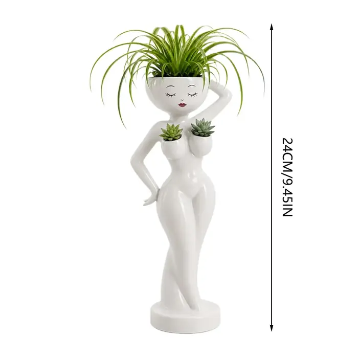 Pot de fleurs amusant en forme de cactus, mini-jardinière en résine en forme de corps féminin, décoration pour salon, bureau, balcon, chambre