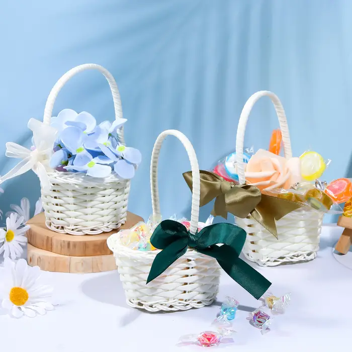 Mir de Rangement de Fleurs de Mariage Tissé à la Main avec Poignée