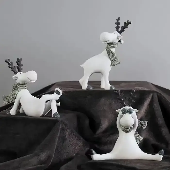 Statue de renne de Noël en résine artisanale