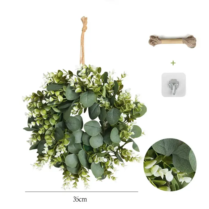 Couronne d'eucalyptus artificielle de 13 pouces