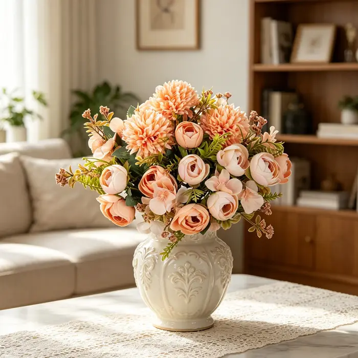 Fleurs Artificielles Bourgeons de Rose Thé Bouquet de Mariée DIY Vase Décoration de Table Maison Guirlande Festive Hortensia en Soie Cadeaux DIY