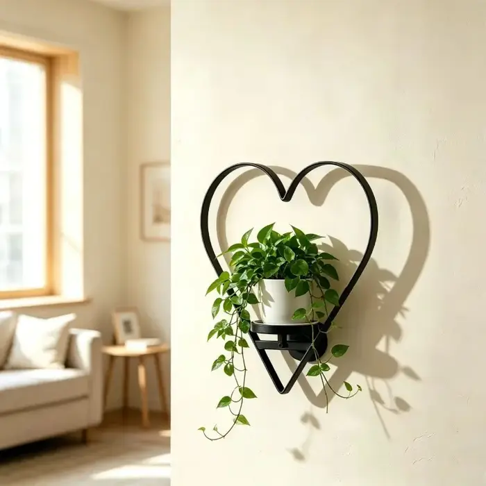 Support mural en forme de cœur pour plantes