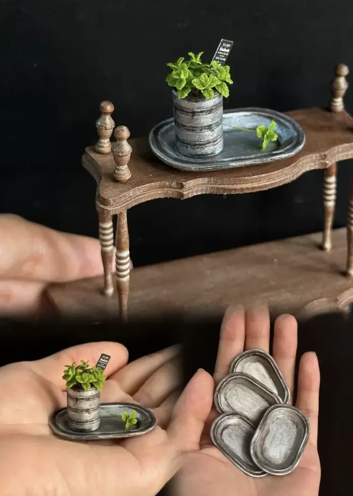 Ensemble de plantes miniatures 1:6, faits à la main, réalistes, fougères, érables, caladium en pot, tailles personnalisées exclusives, décoration de jardin pour maison de poupée BJD, art décoratif BJD