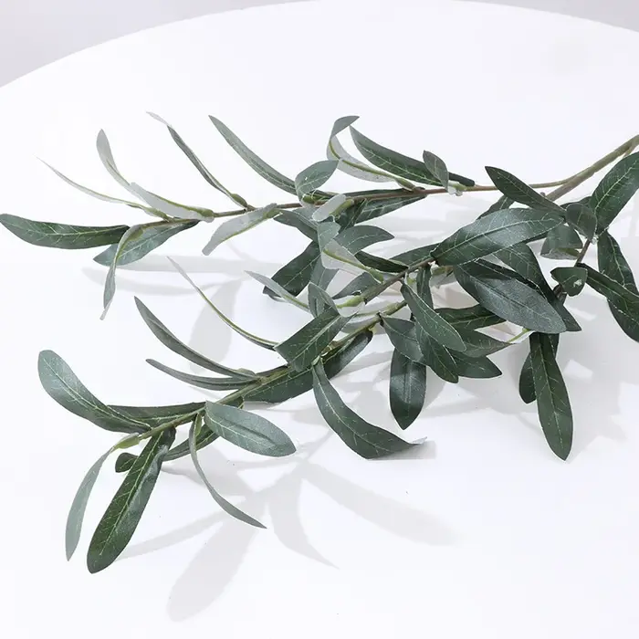 Plantes artificielles feuilles vert Olive Branches d'arbre nouvel an fruits accessoires Photo maison
