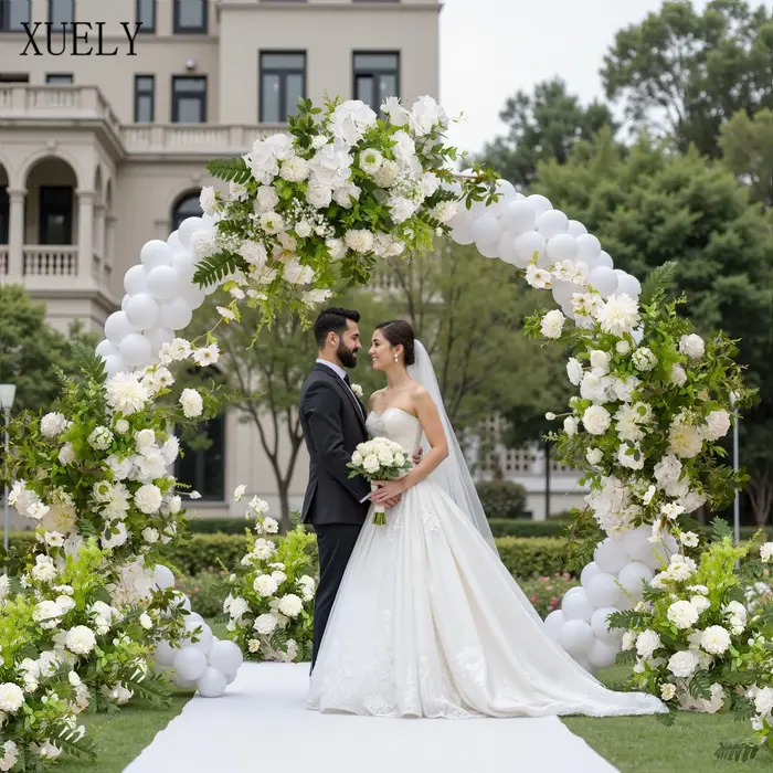 X8970 blanc Rose hortensia vert laisser accrocher rangée florale mariage toile de fond décoration sol allée Arrangement floral fenêtre affichage