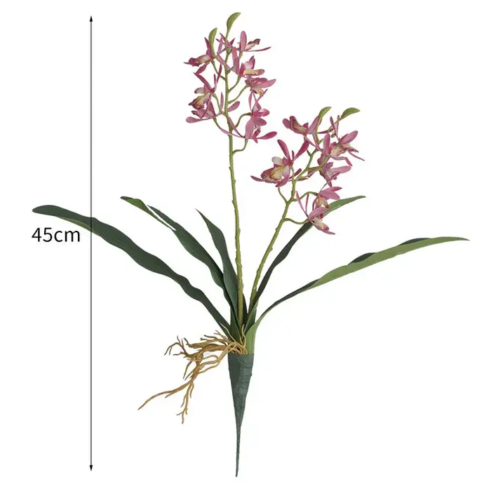 2 Branches de fleurs artificielles Phalaenopsis avec feuilles