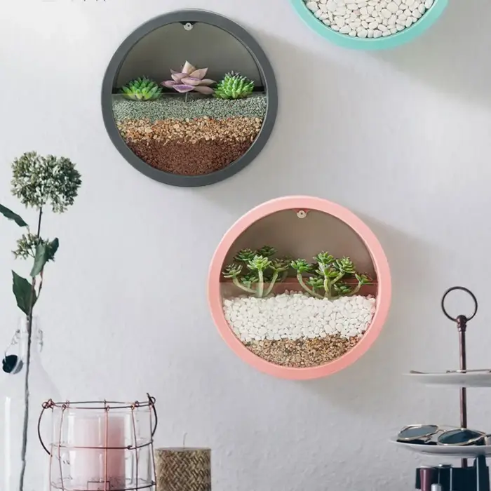 Décoration murale Arrangement de fleurs mural sans poinçonnage Pot de fleur ornements plante conteneur Pot