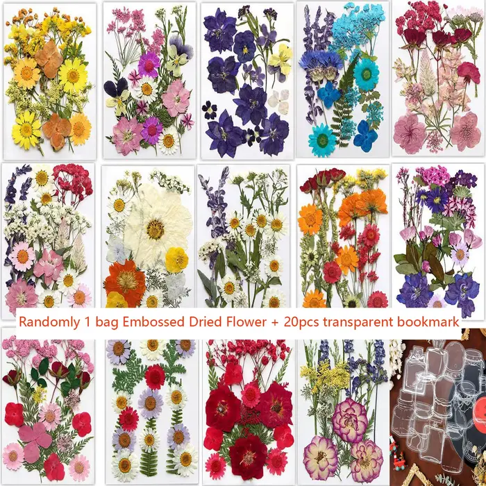 Marque-page de fleurs séchées pressées à la main