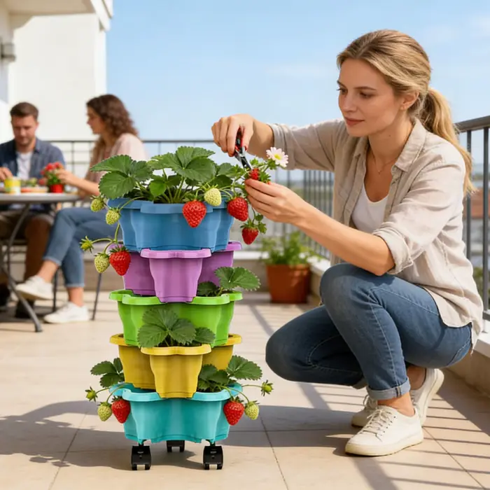 Jardinière à fraises empilable à 4/5 niveaux