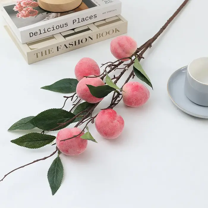 Branches de pêche artificielles pour la décoration, faux arbre de pêche, fruits artificiels, nouvel