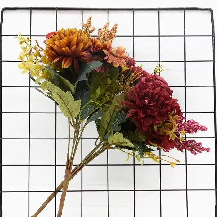 Fleurs artificielles Rose Chrysanthème Combinaison Bouquet Haute Qualité Décor À La Maison Automne Décoration DiyWedding Festival Beouquet