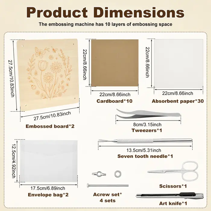 Kit de presse à fleurs 11"x11" DIY, kit professionnel de pressage de fleurs et de feuilles, outil de pressage de plantes en bois à 10 couches pour l'artisanat