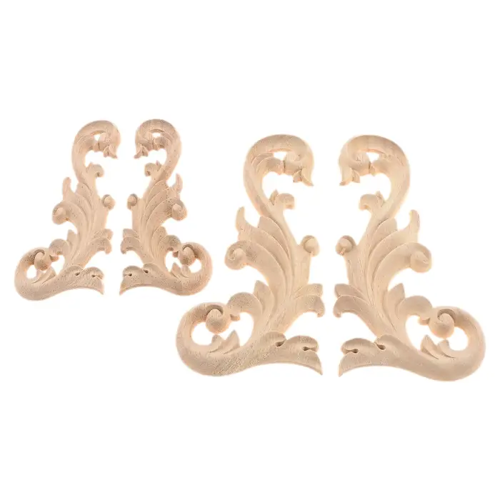 2 pièces Floral bois Applique coin Onlay bricolage