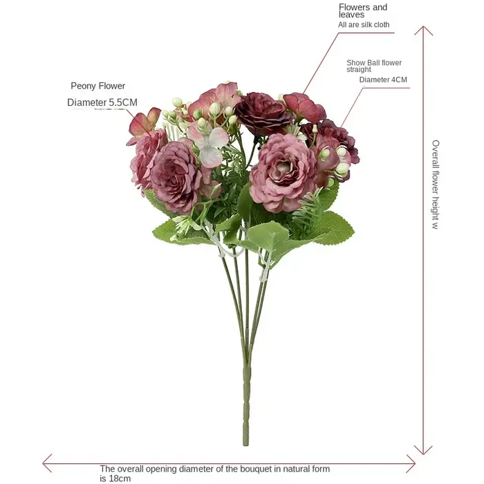 Bouquet de fleurs artificielles en soie vintage