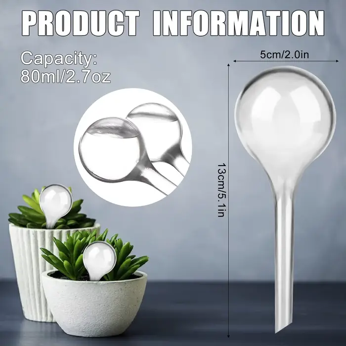 Lot de 12 boules d'arrosage pour plantes d'intérieur 13x5cm Système