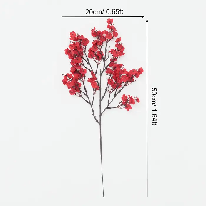 Branche de fleurs de gypsophile rouge romantique pour la décoration de table à la maison, accessoire