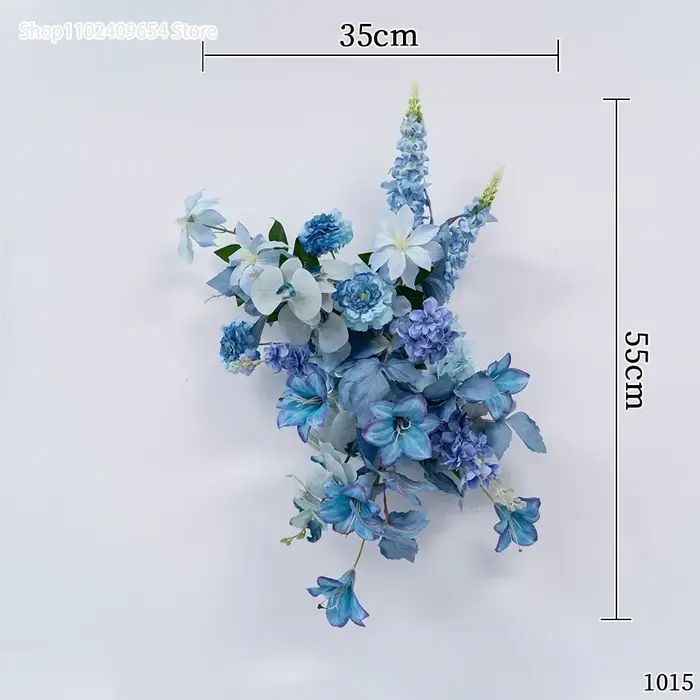 Fleurs artificielles bleues suspendues, rangée de fleurs, décoration de mariage, Arrangement Floral,