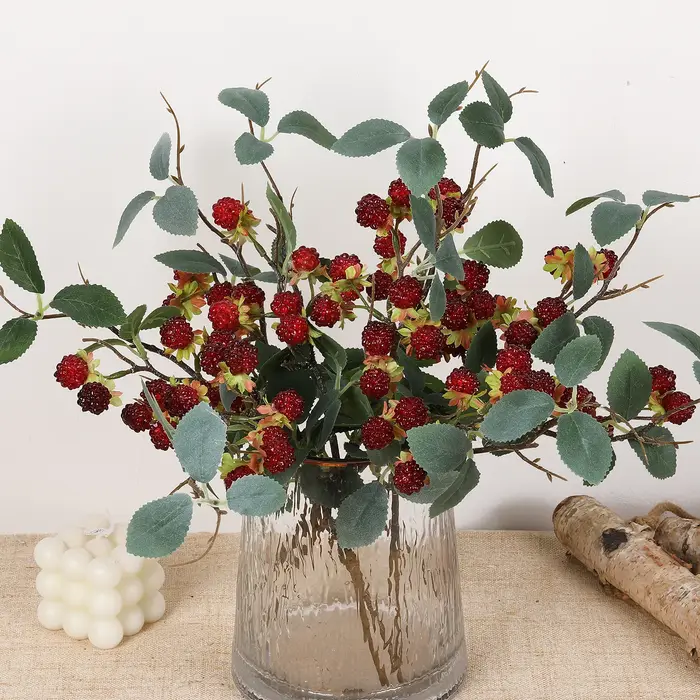 Branche artificielle de mûre rouge de 40 cm
