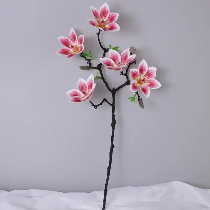 Fleurs Artificielles Magnolia en PU pour Décoration de Maison, Bouquet de Patients pour Événement de